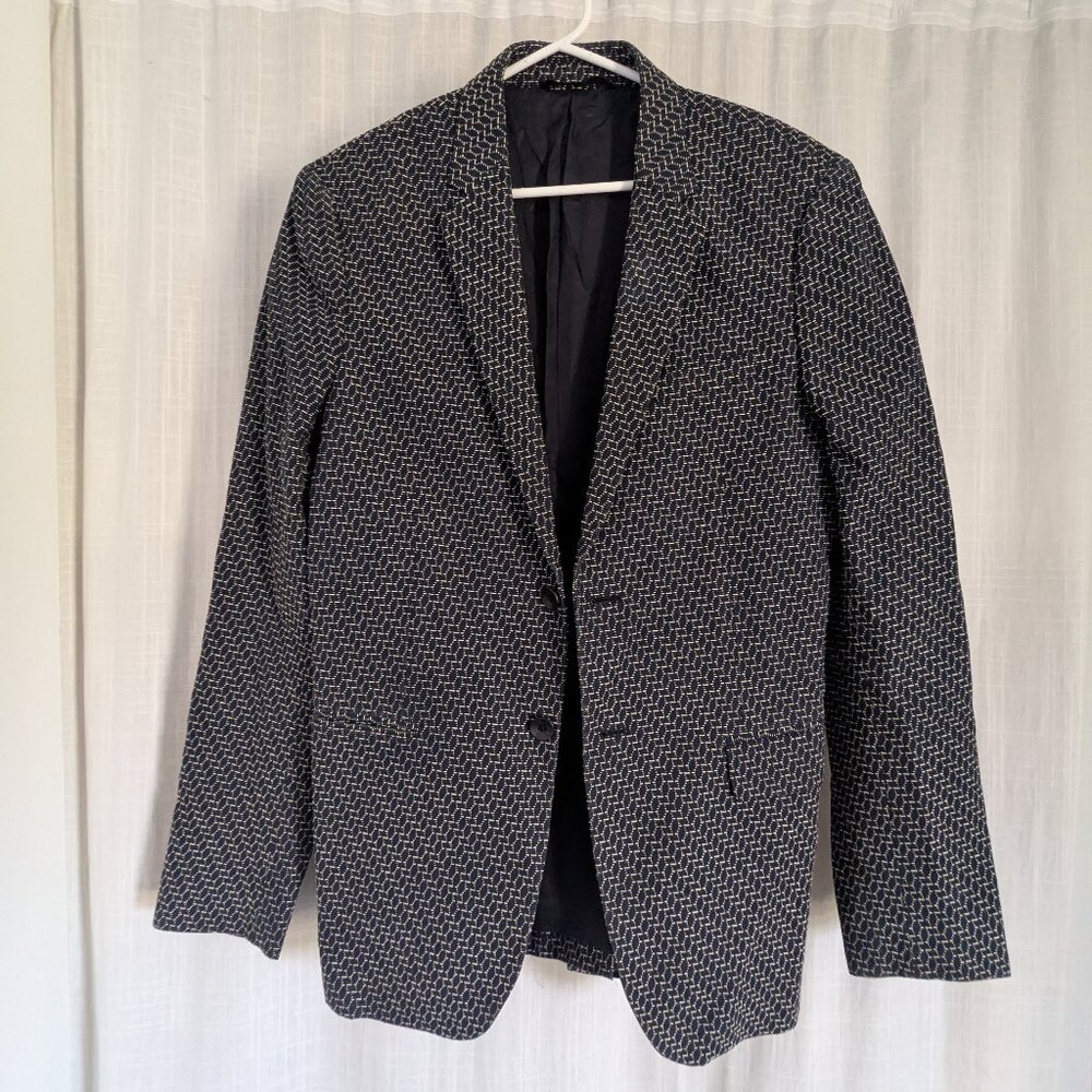 Rag & Bone Men's Slim Fit Navy Blazer with Embroidery Detail, Size 40